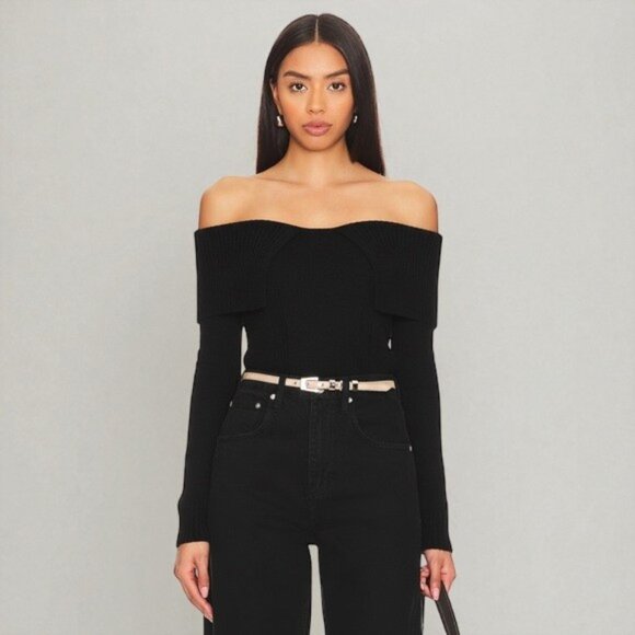 NWT ASTR Zella Wide Collar Off Shoulder Wool Blend Sweater One Size - Picture 2 of 6